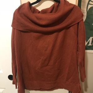 Burnt Orange Off the Shoulder Sweater